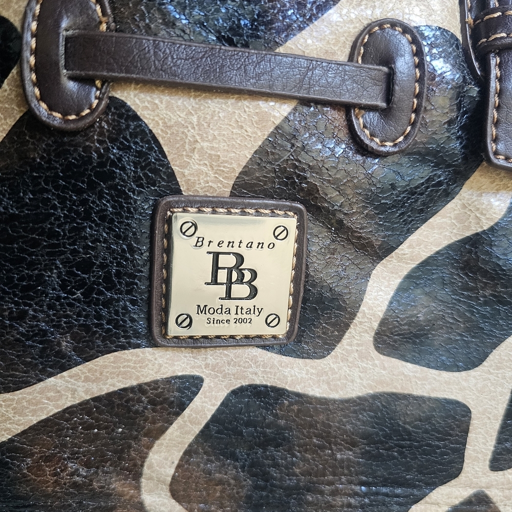 B.Brentano Moda Italy Animal Print Leather Shoulder Purse Hand Bag - Picture 15 of 16